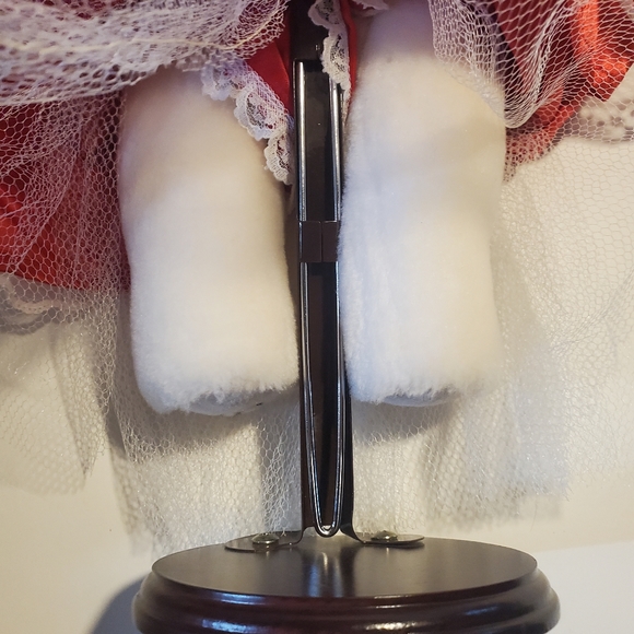 Vintage Teddy Bear On Stand w Satin & Lace Dress & Hat 15"H Great Condition - Picture 11 of 12